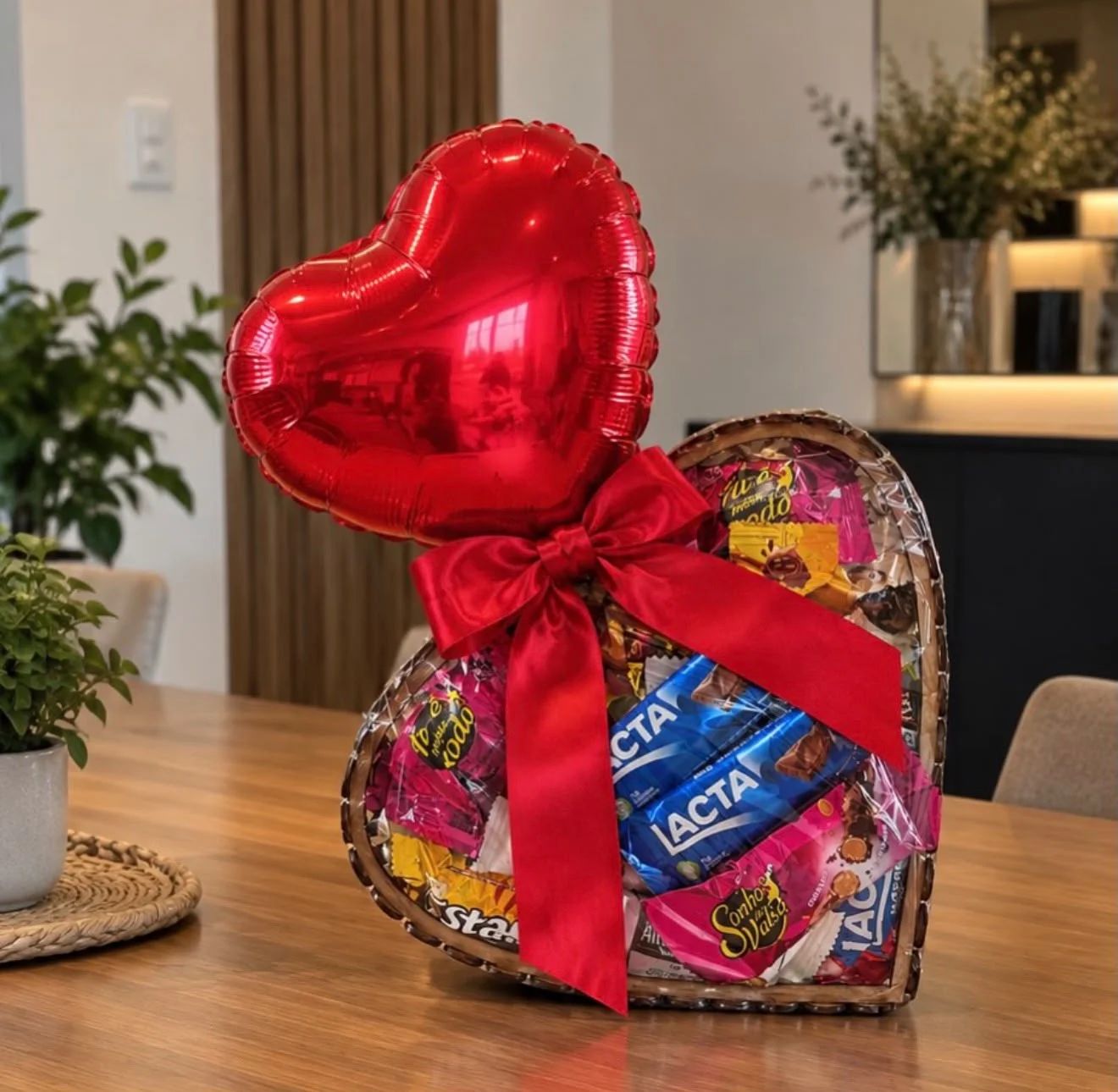 Cesta Coração de Chocolate